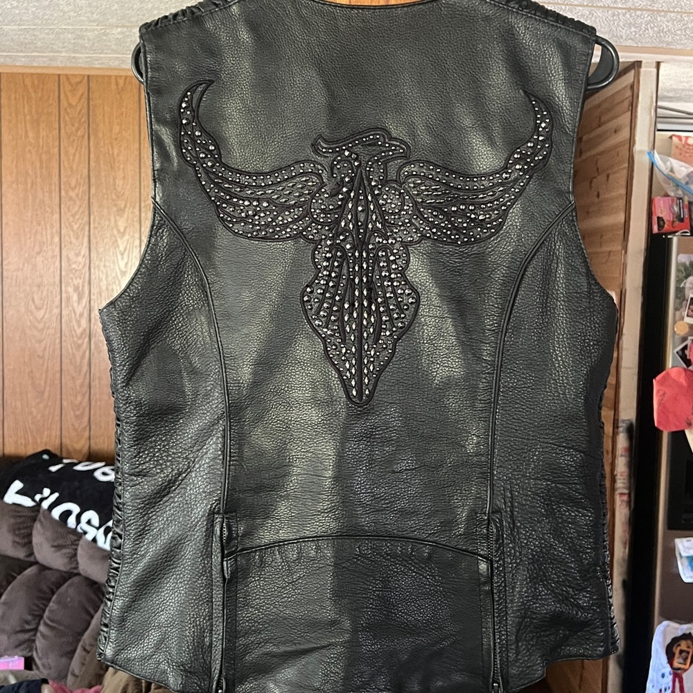 Black Embroidered Vest with Wing Motif